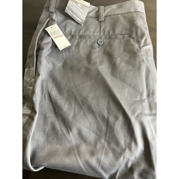 Van Heusen Flex Waistband Pants Classic Fit Gray Non Iron NWT, Big & Tall, 42x30 - Picture 4 of 10
